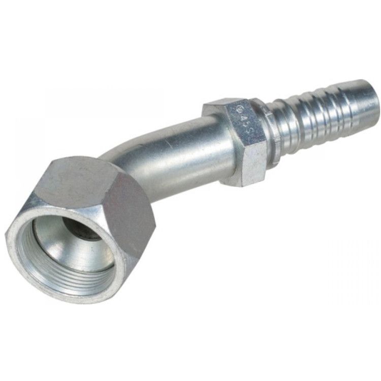 RVS 1/4" DN perskoppeling 45º  7/16" 20h UNF