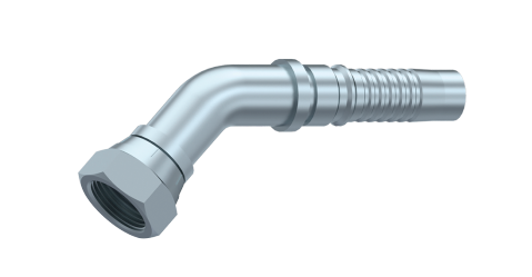 Interlock kniekoppeling 45º 3/4" BSP met wartel + o.ring 