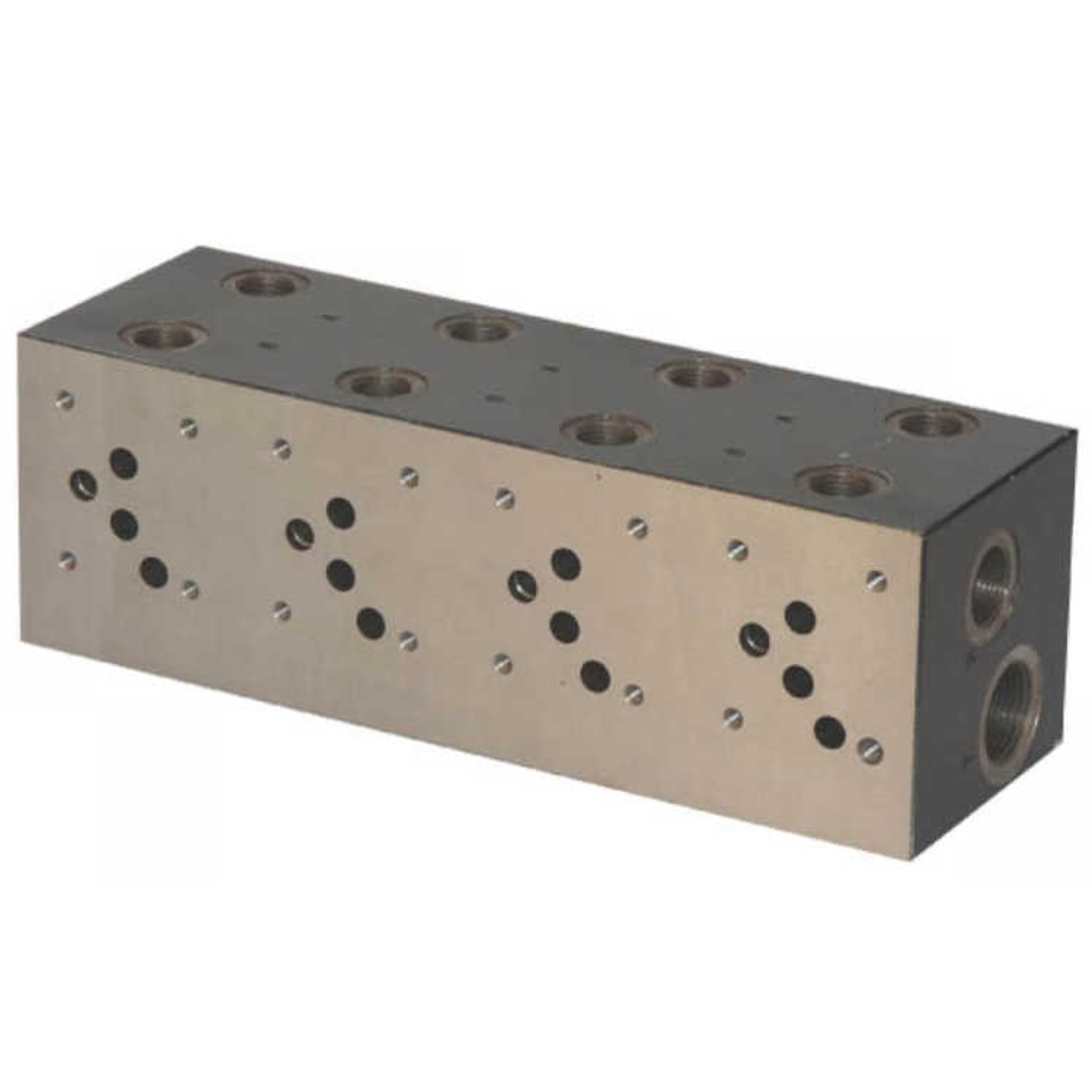 NG10 voetplaat (parallel), 3 voudig met boven- en zij aansluiting